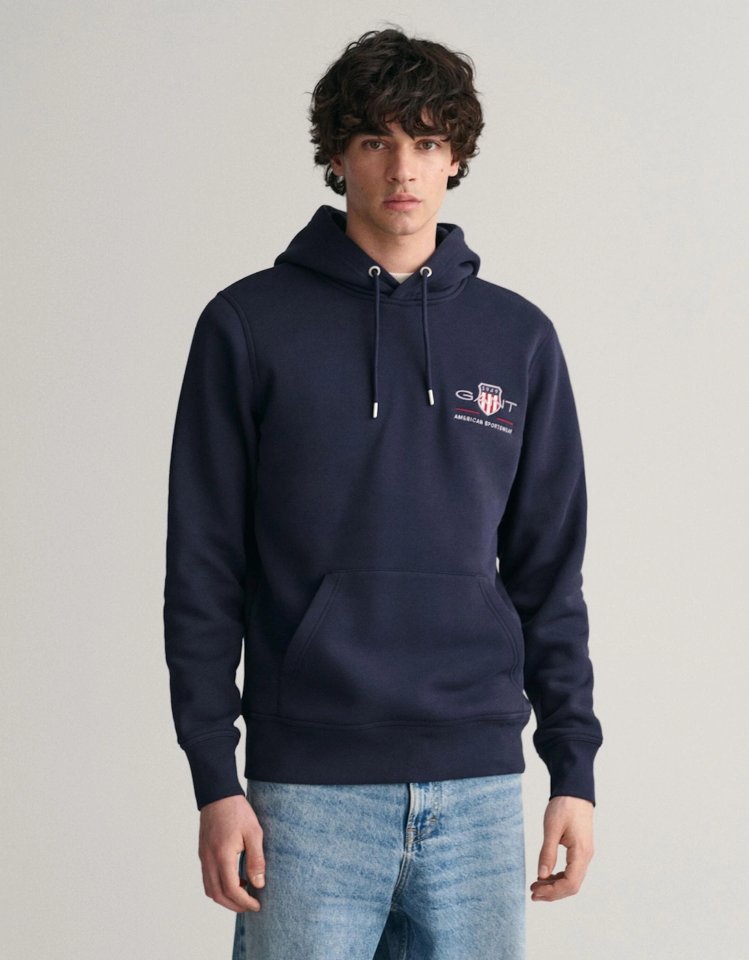 Gant Men's Navy Regular Fit Archive Shield Pullover Hoodie - : 44/Regular Xxl