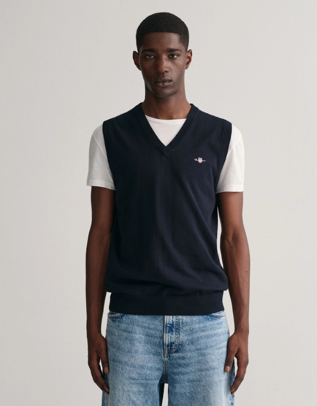 Mens Classic Cotton V-Neck Sweater Vest, 4 of 3