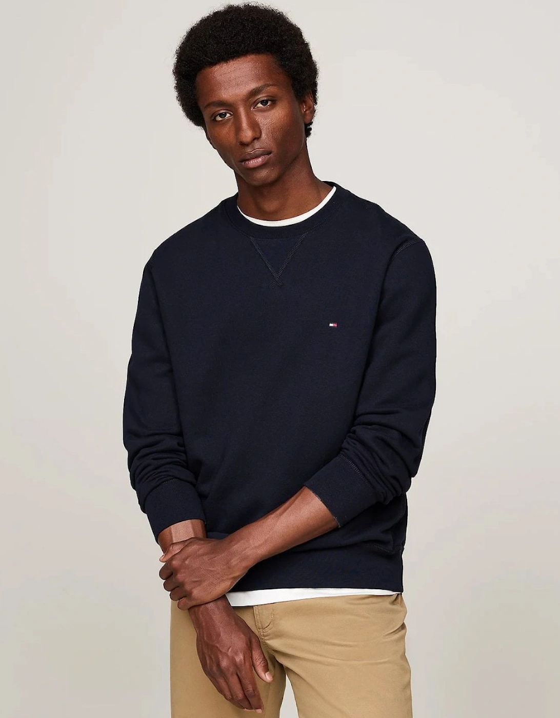 Tommy Hilfiger Men's Blue/Black Essential Fleece Sweatshirt - Desert Sky - Size 38