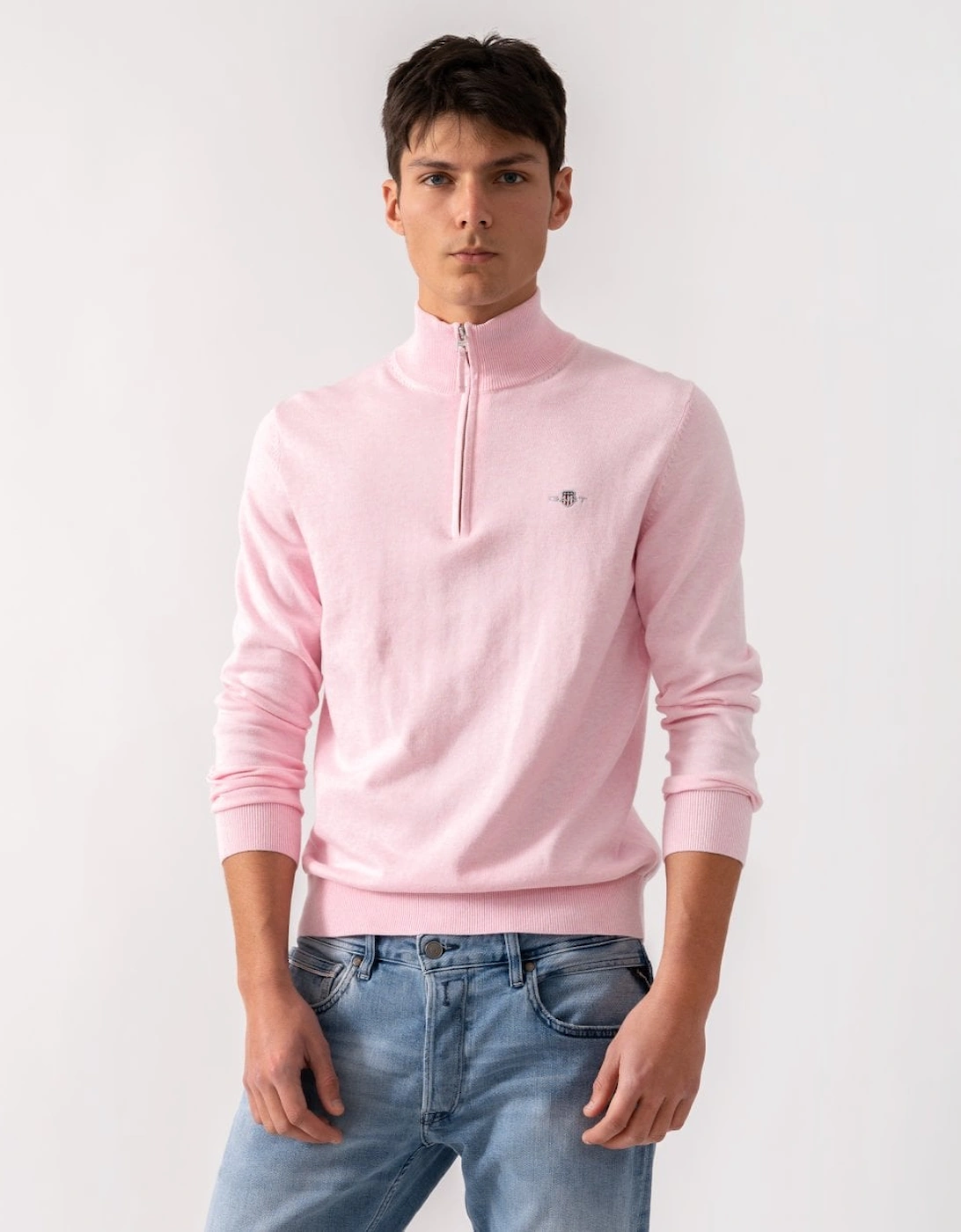Gant Men's Pink Classic Cotton Half Zip Jumper - : 38/Regular M