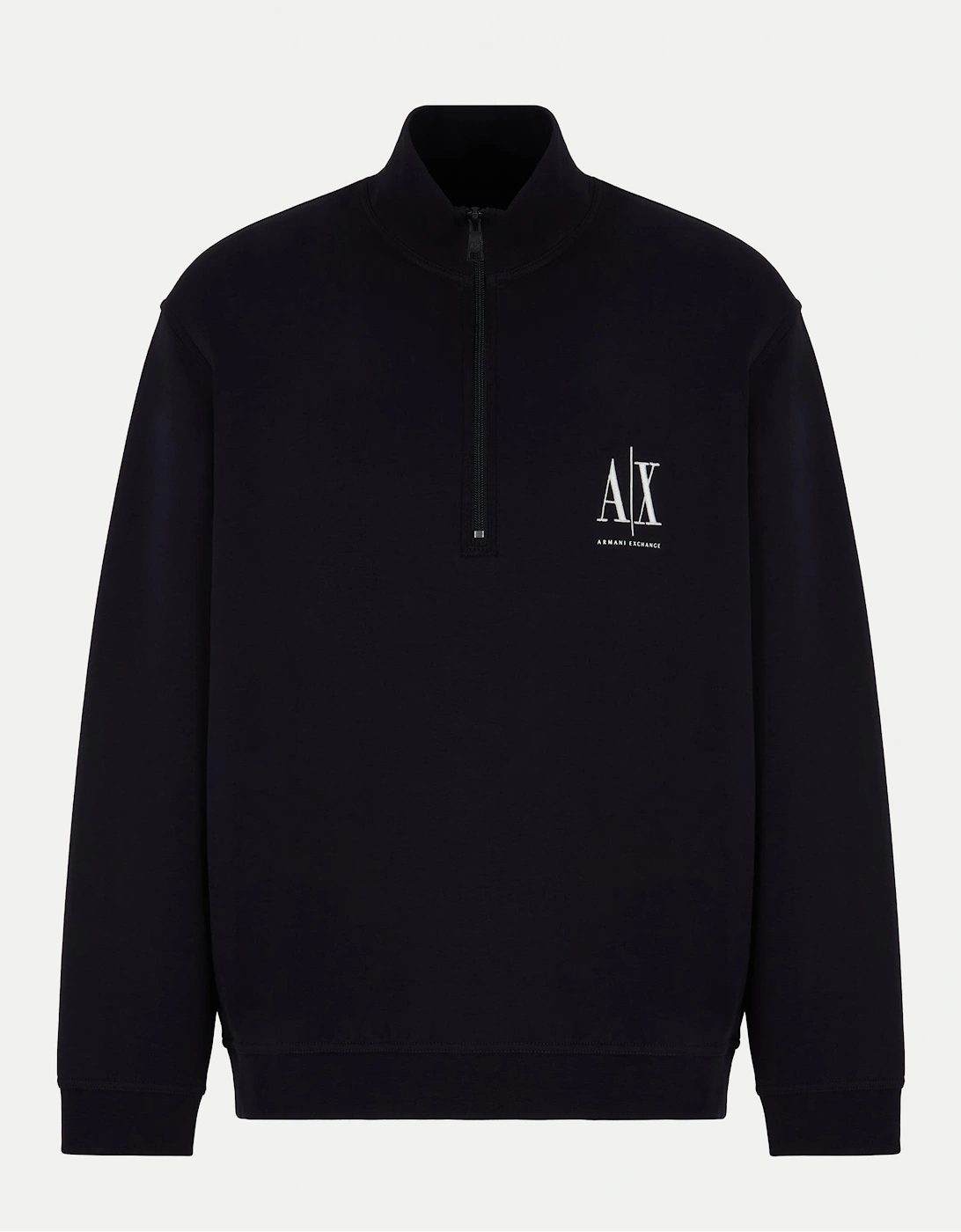 Armani Exchange Men's Black Embroidered A|X Logo 1/4 Zip Sweatshirt - : 40/Regular L