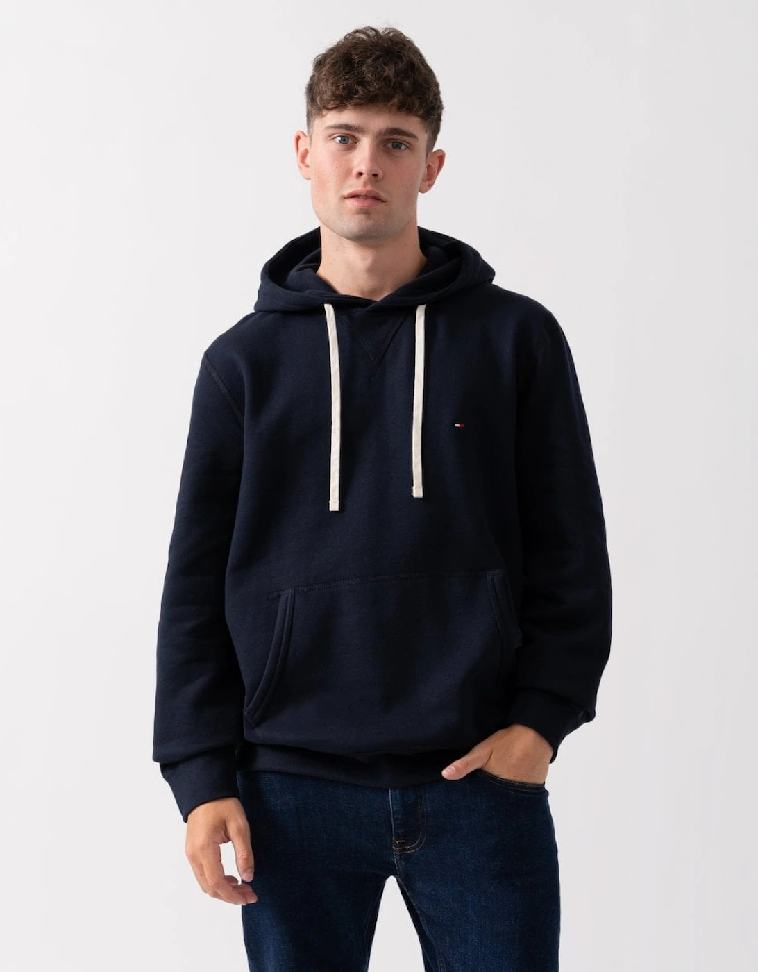 Tommy Hilfiger Men's Blue/Black Essential Fleece Hoodie - Desert Sky - Size 40