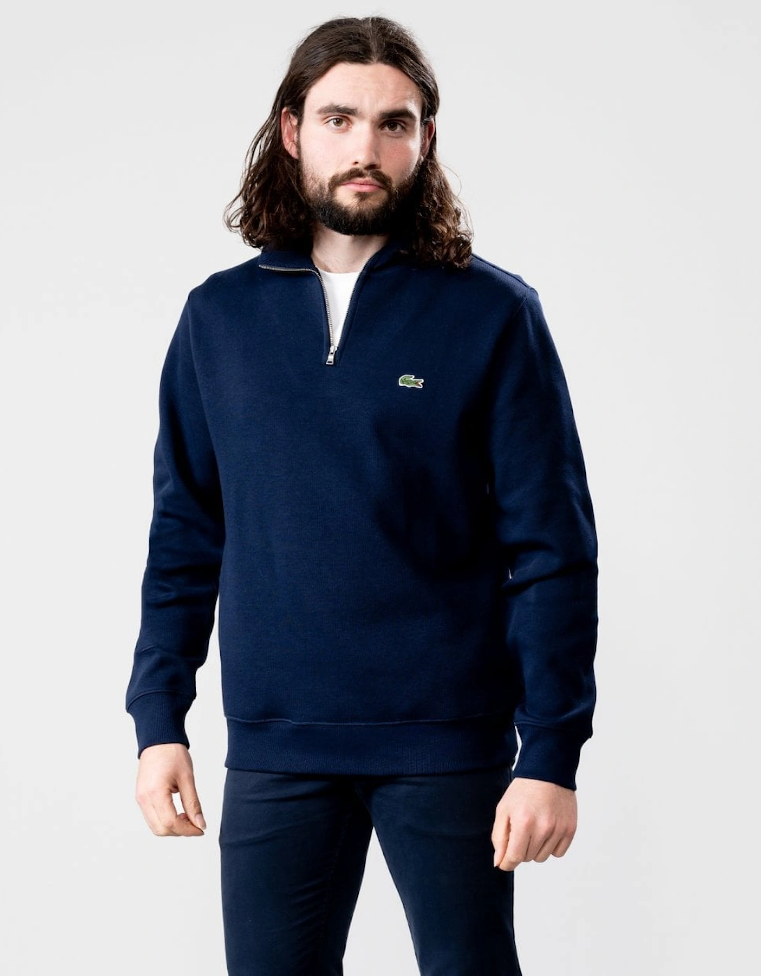 Mens Zippered Stand-Up Collar Cotton Sweatshirt, 5 of 4