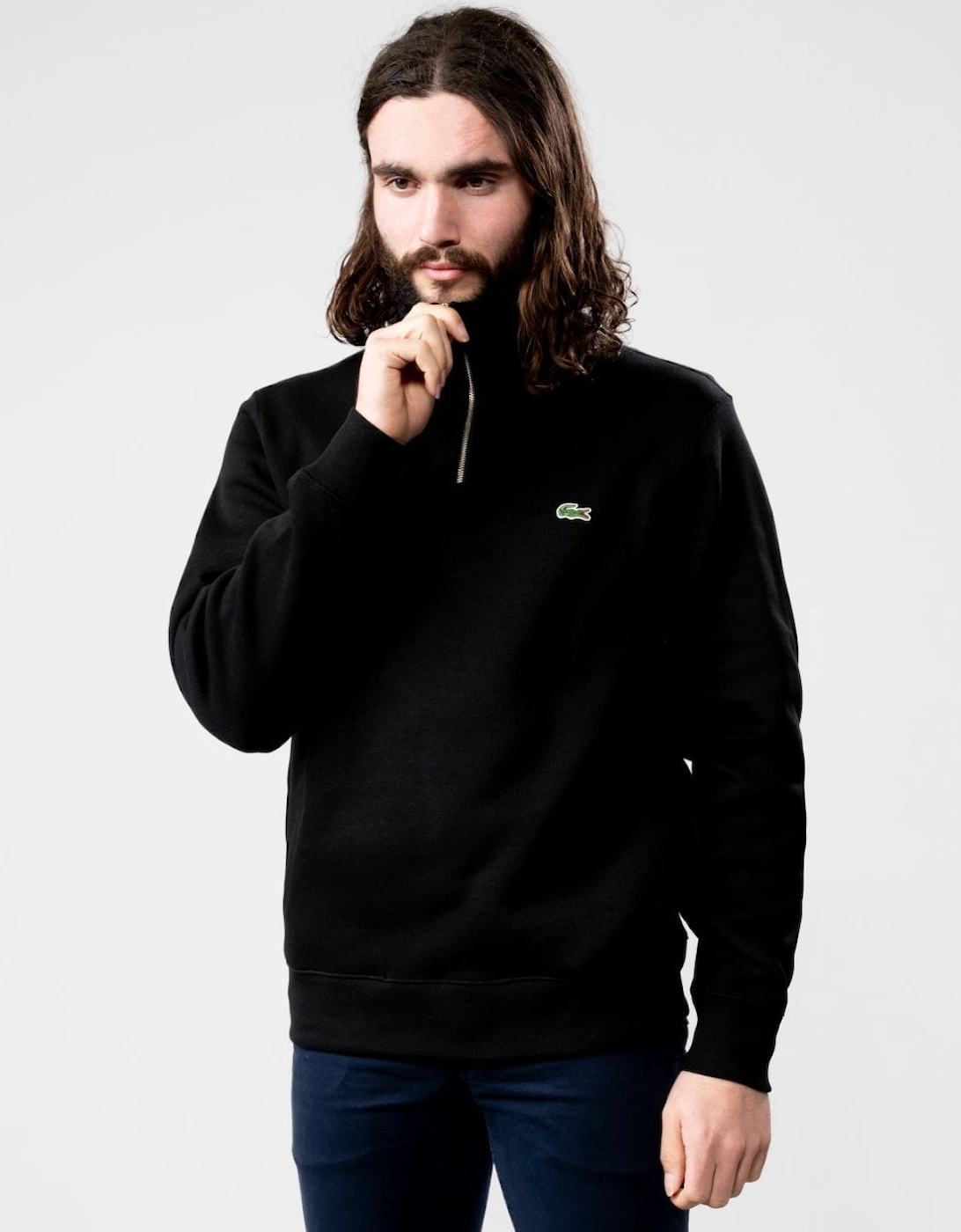 Mens Zippered Stand-Up Collar Cotton Sweatshirt, 5 of 4