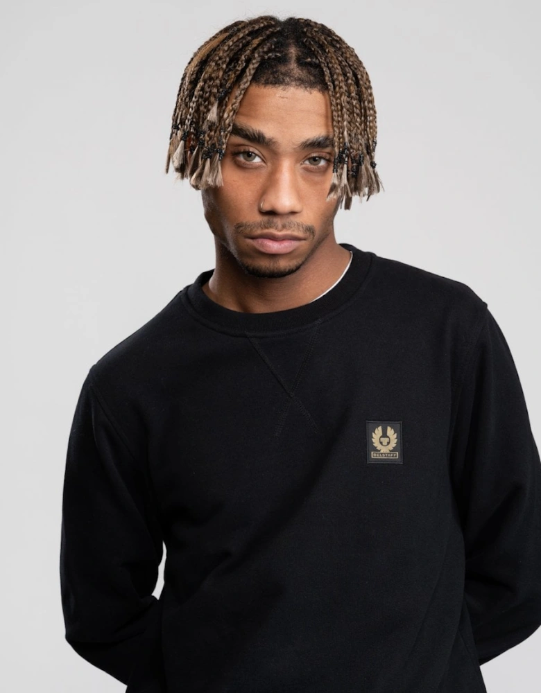 Mens Crew Neck Sweatshirt With Logo Patch