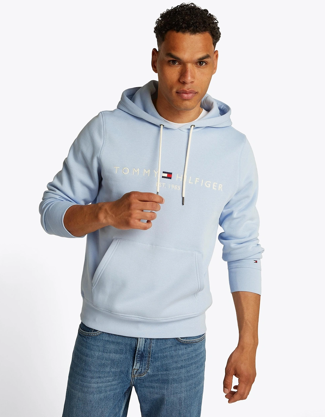 Tommy Hilfiger Men's Blue Tommy Logo Flex Fleece Hoodie - : 40/Regular L