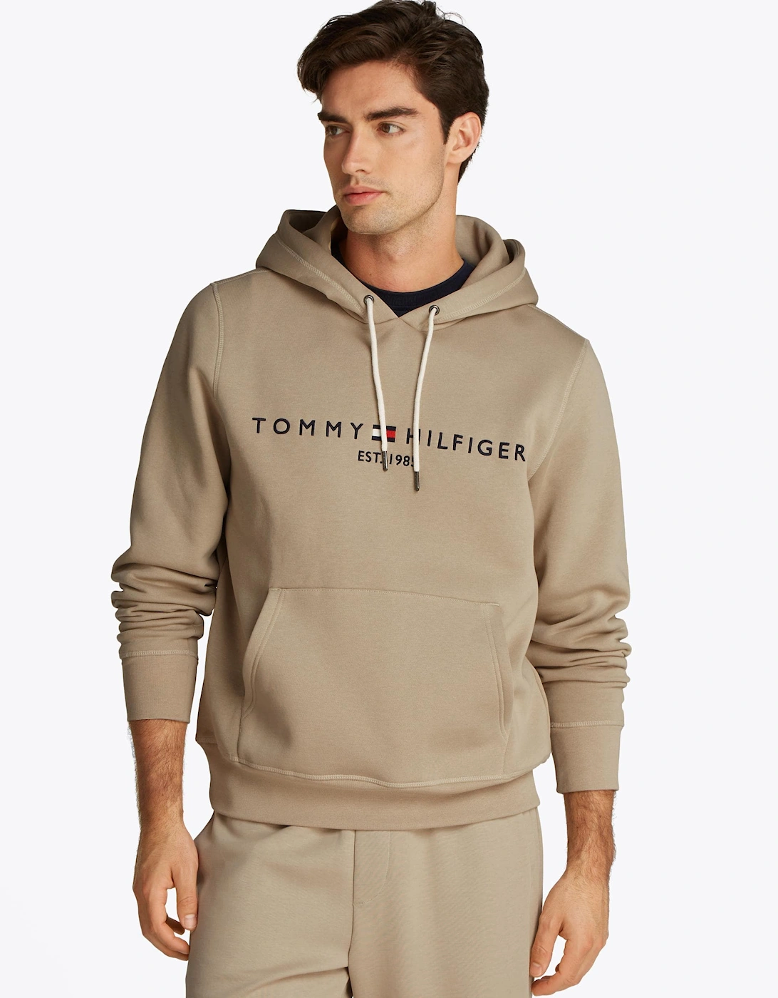 Tommy Hilfiger Men's Tan Tommy Logo Flex Fleece Hoodie - : 42/Regular Xl