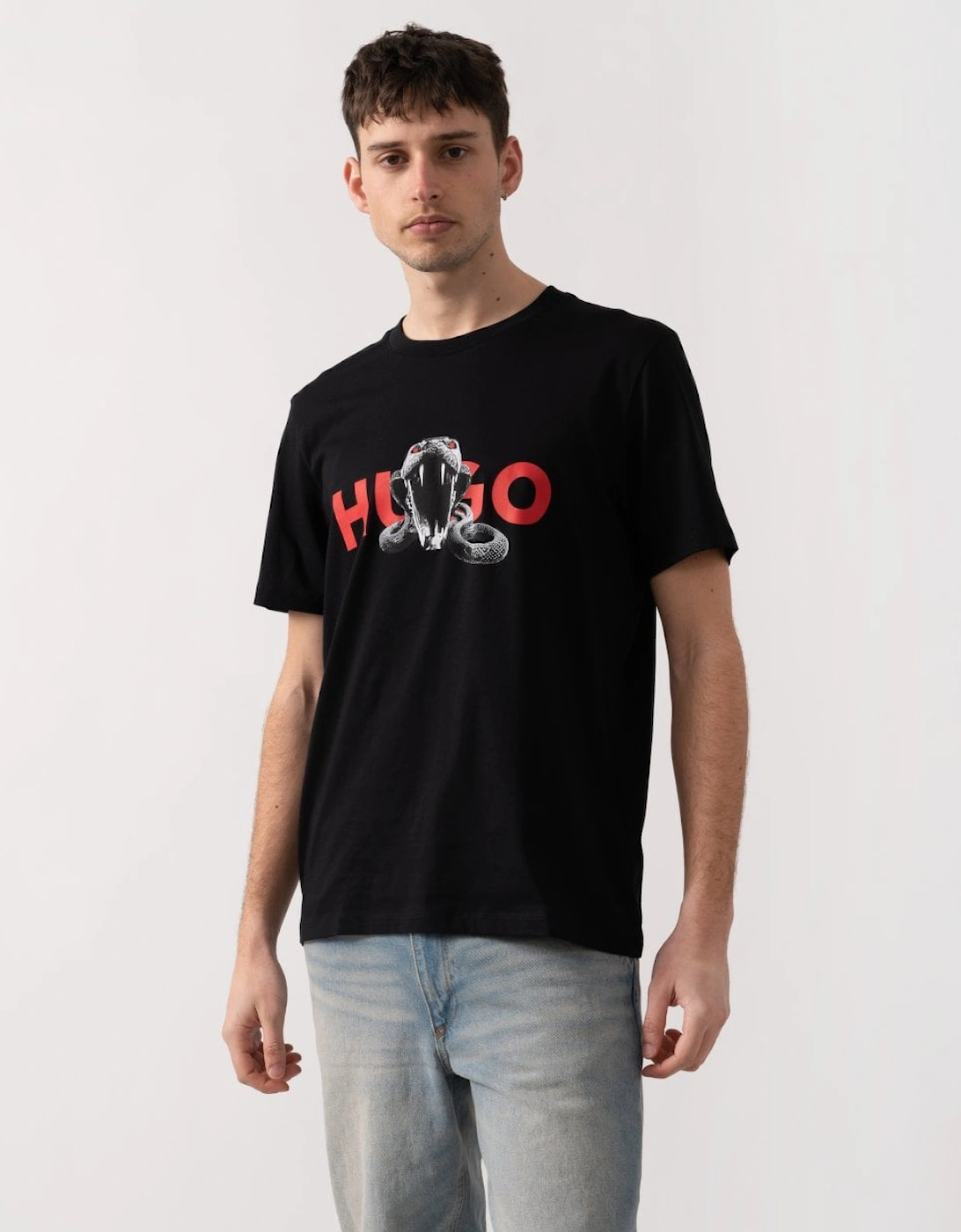 HUGO Deyladec Mens Snake Logo Print T-Shirt, 5 of 4