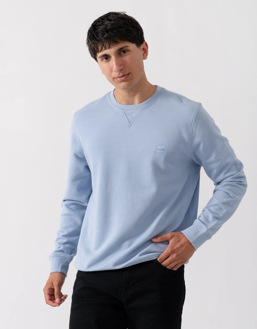 BOSS Orange Westart Mens Crew Neck Sweatshirt With Logo Patch, 5 of 4