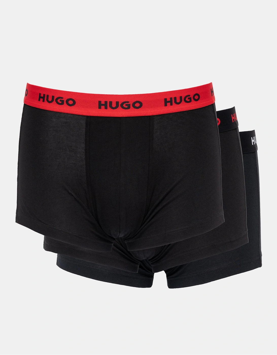 Boss Men's HUGO 3-Pack Mens Trunks with Coloured Waistbands - Black 010