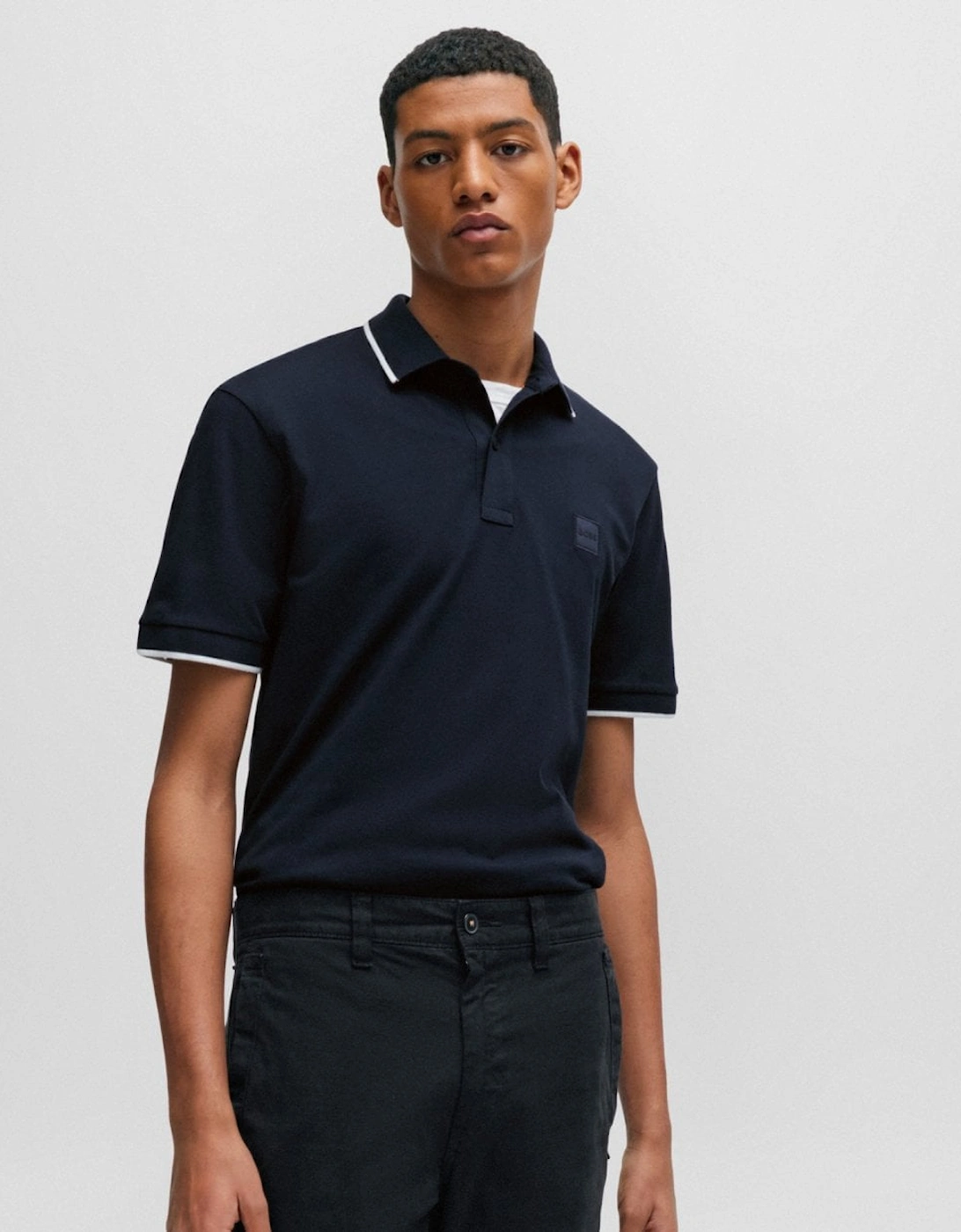 BOSS Orange Passertip Mens Short Sleeve Polo Shirt With Tipped Collar, 5 of 4