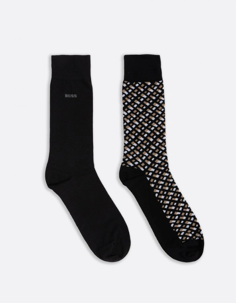 BOSS Orange Monogram Mens 2 Pack Regular Length Cotton Blend Socks