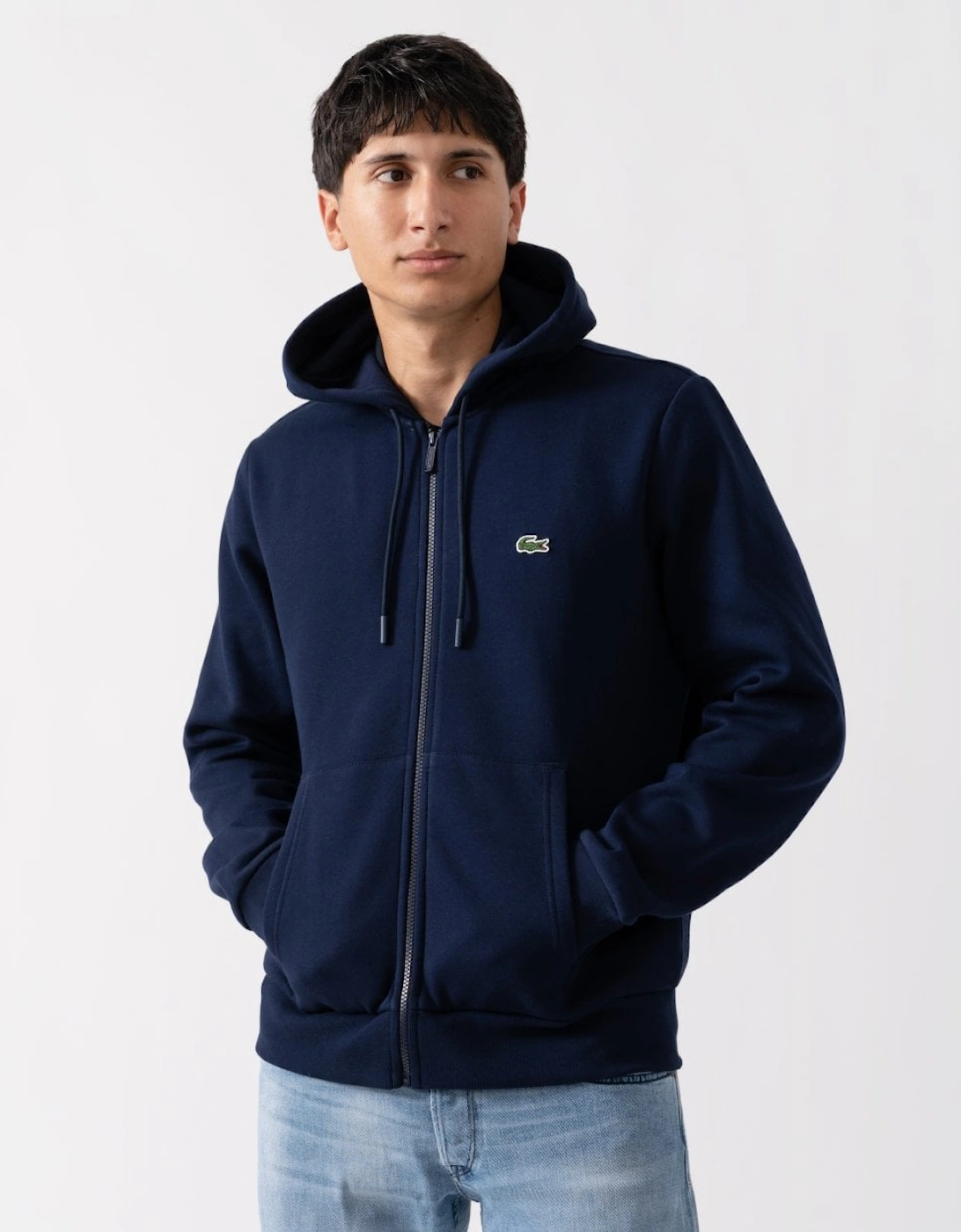 Lacoste Men's Navy Blue Fleece Full-Zip Hoodie - 166  40 L