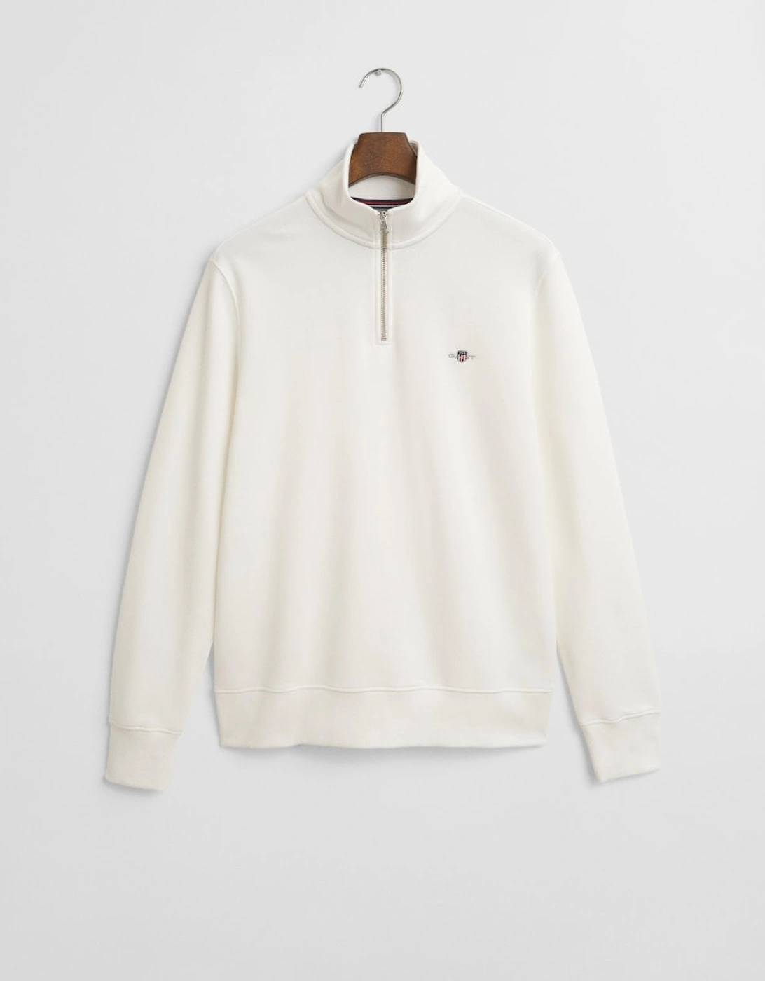 Gant Men's White Regular Fit Shield Logo Half Zip Sweatshirt - 113 Eggshell - Size: 44