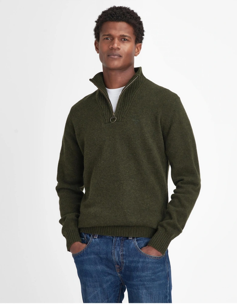 Essential Lambswool Mens Half-Zip Jumper - Seaweed