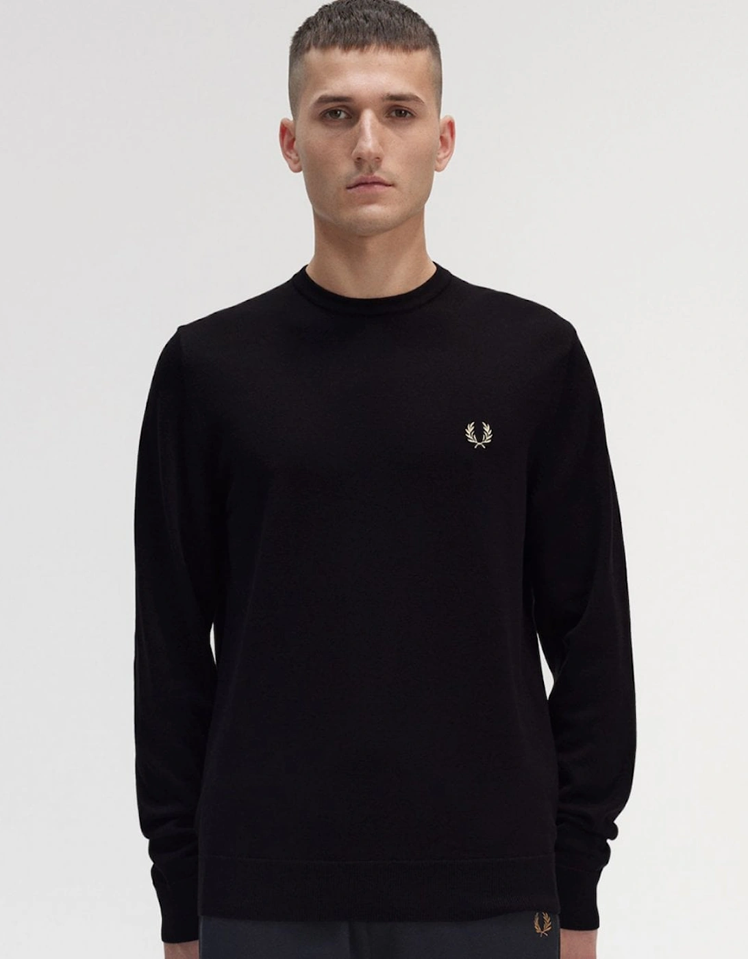 Men's Fred Perry Mens Classic Crewneck Jumper - Black 198 - Size: 38