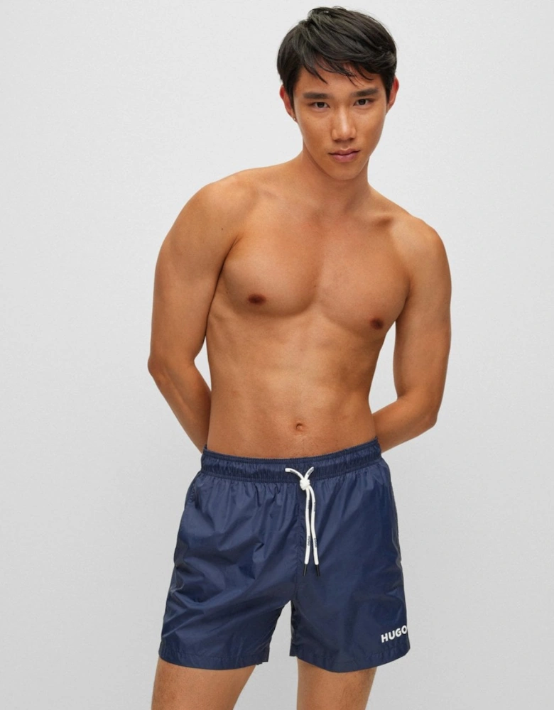 HUGO HAITI Mens Quick-Drying Swim Shorts In Recycled Fabric With Logo NOS