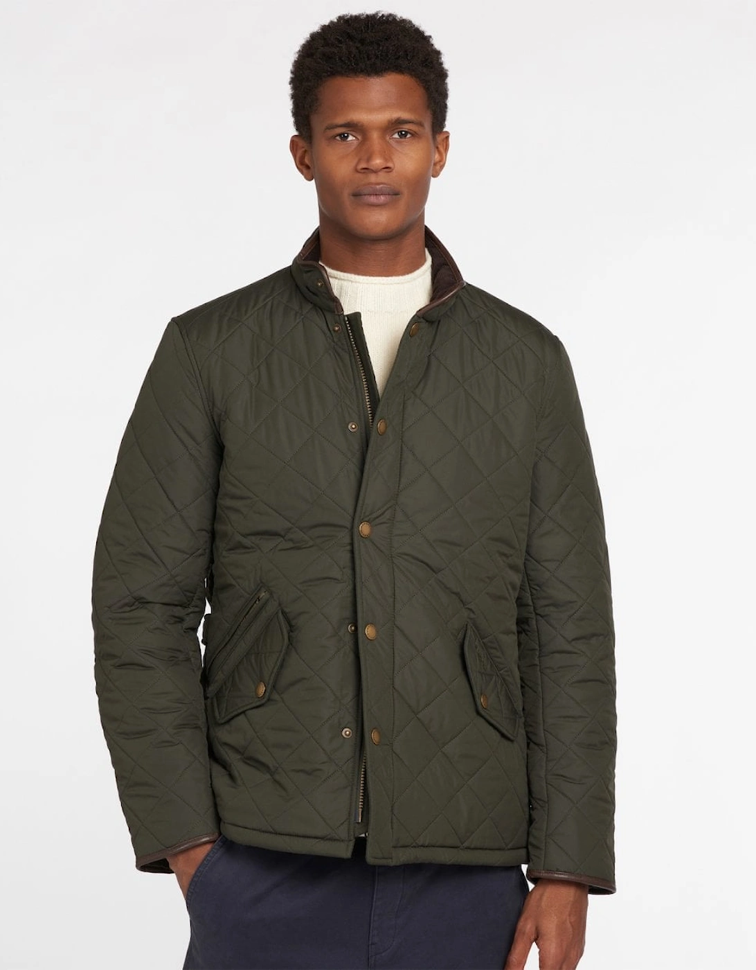 Men's Barbour Powell Mens Quilted Jacket - Sage - Green - Size: 40/Regular