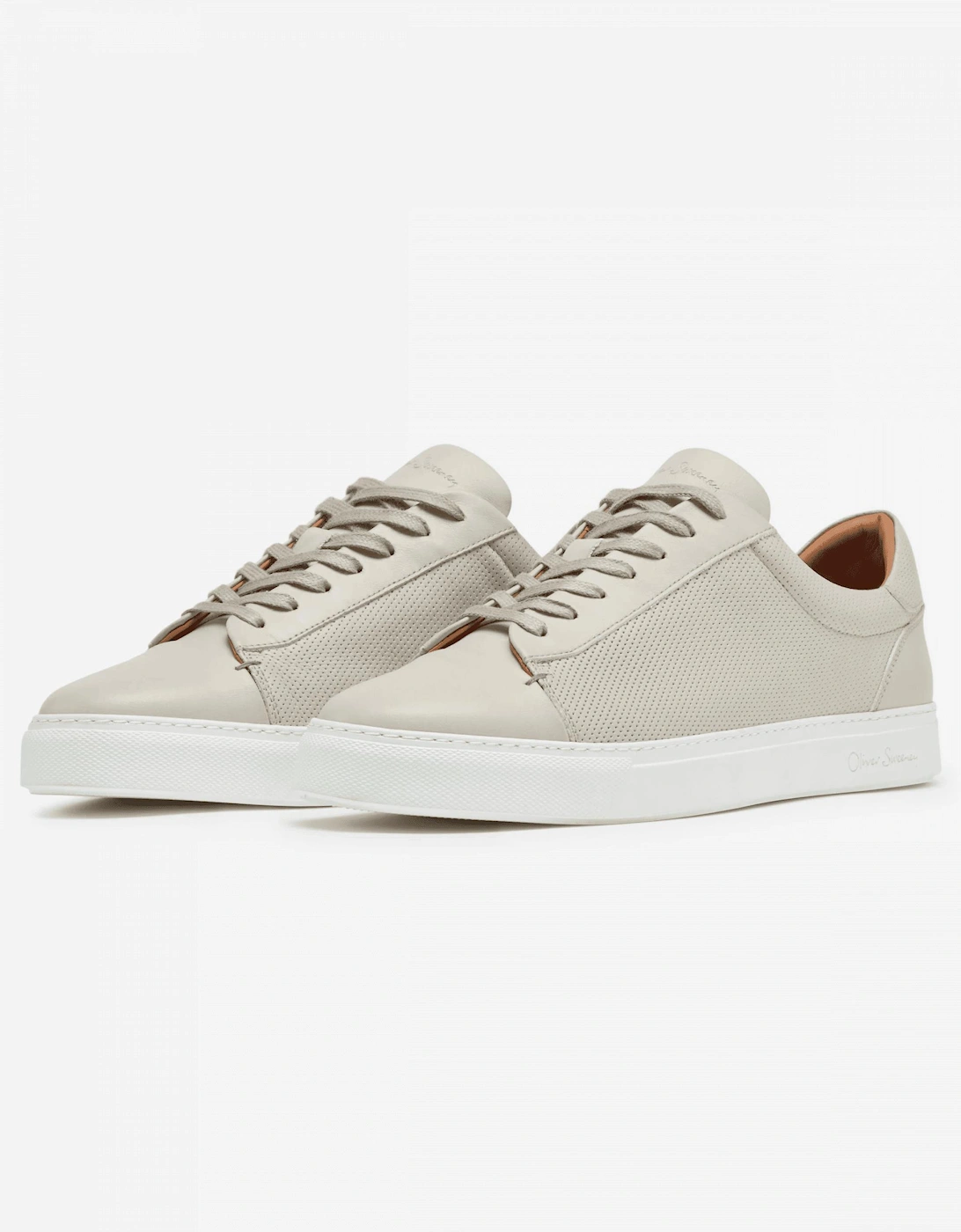 Almada Mens Perforated Leather Trainers, 5 of 4