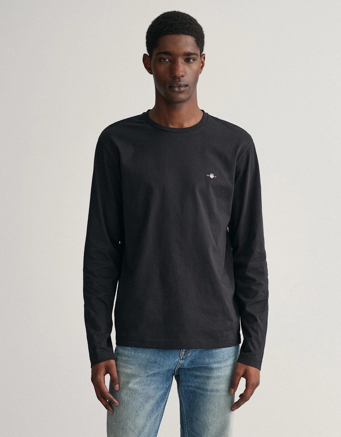 Gant Men's Black Regular Fit Long Sleeve Shield Logo T-Shirt - : 42/Regular Xl