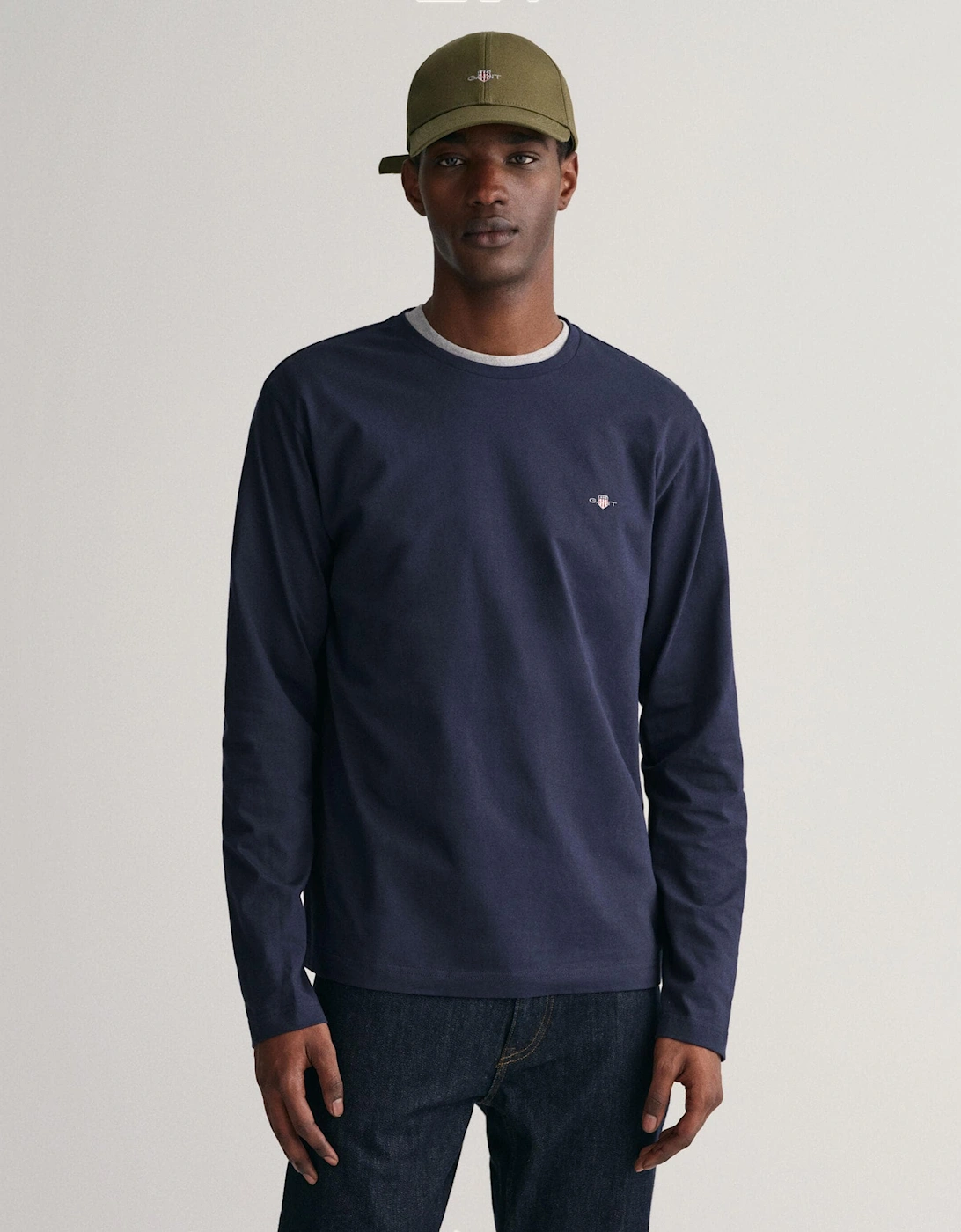Gant Men's Navy Regular Fit Long Sleeve Shield Logo T-Shirt - : 42/Regular Xl
