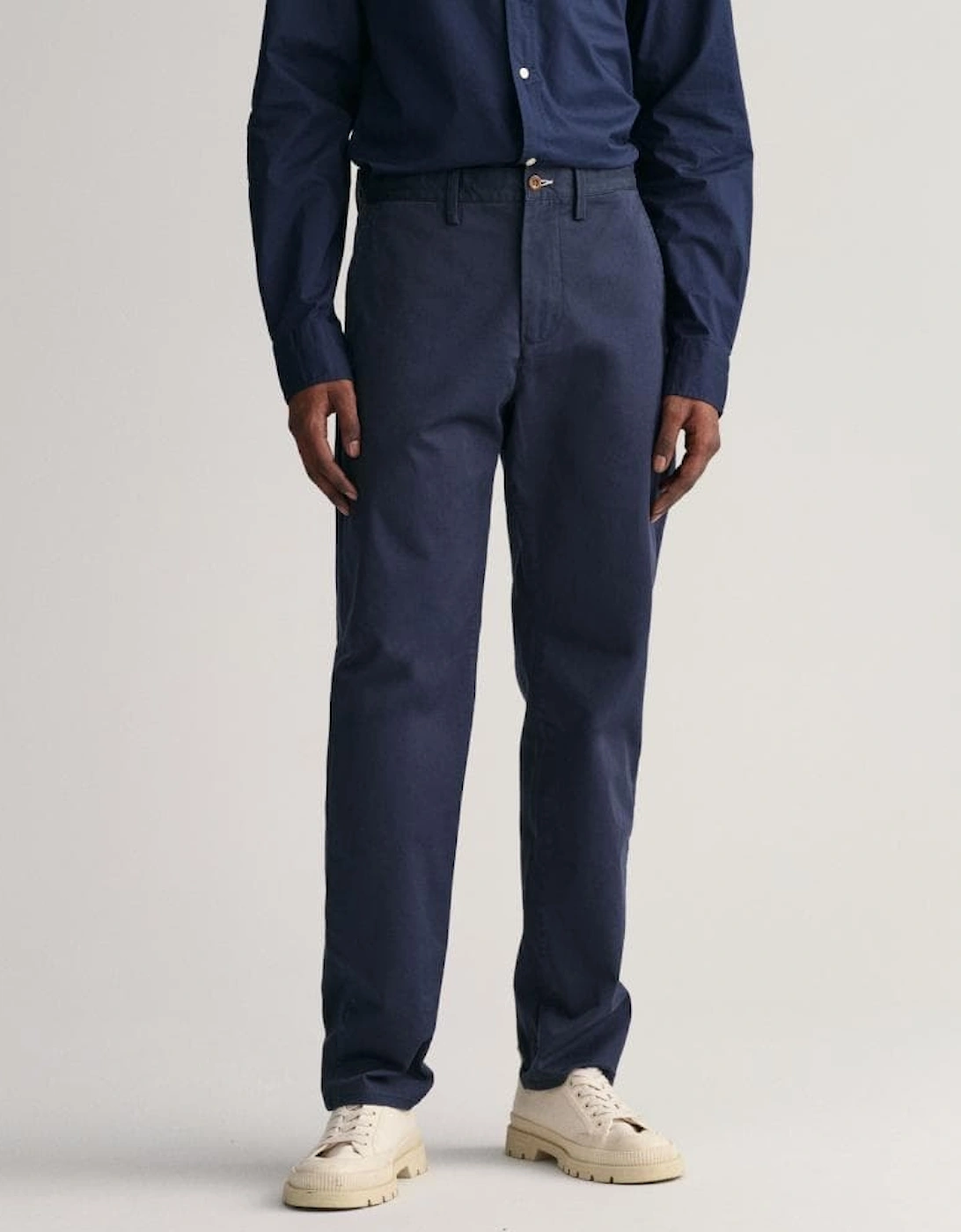 Men's GANT Mens Regular Fit Twill Chinos - 410 Marine - Navy - Size: 34/32