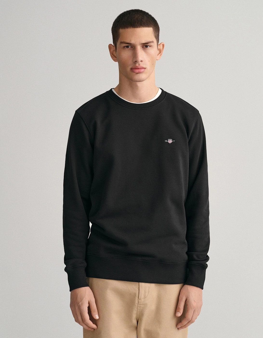 Men's GANT Mens Regular Fit Shield Logo Crew Neck Sweatshirt - 5 Black - Size: 40
