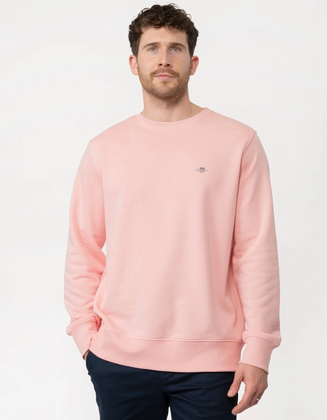 Mens Regular Fit Shield Logo Crew Neck Sweatshirt - 671 Bubblegum Pink, 5 of 4