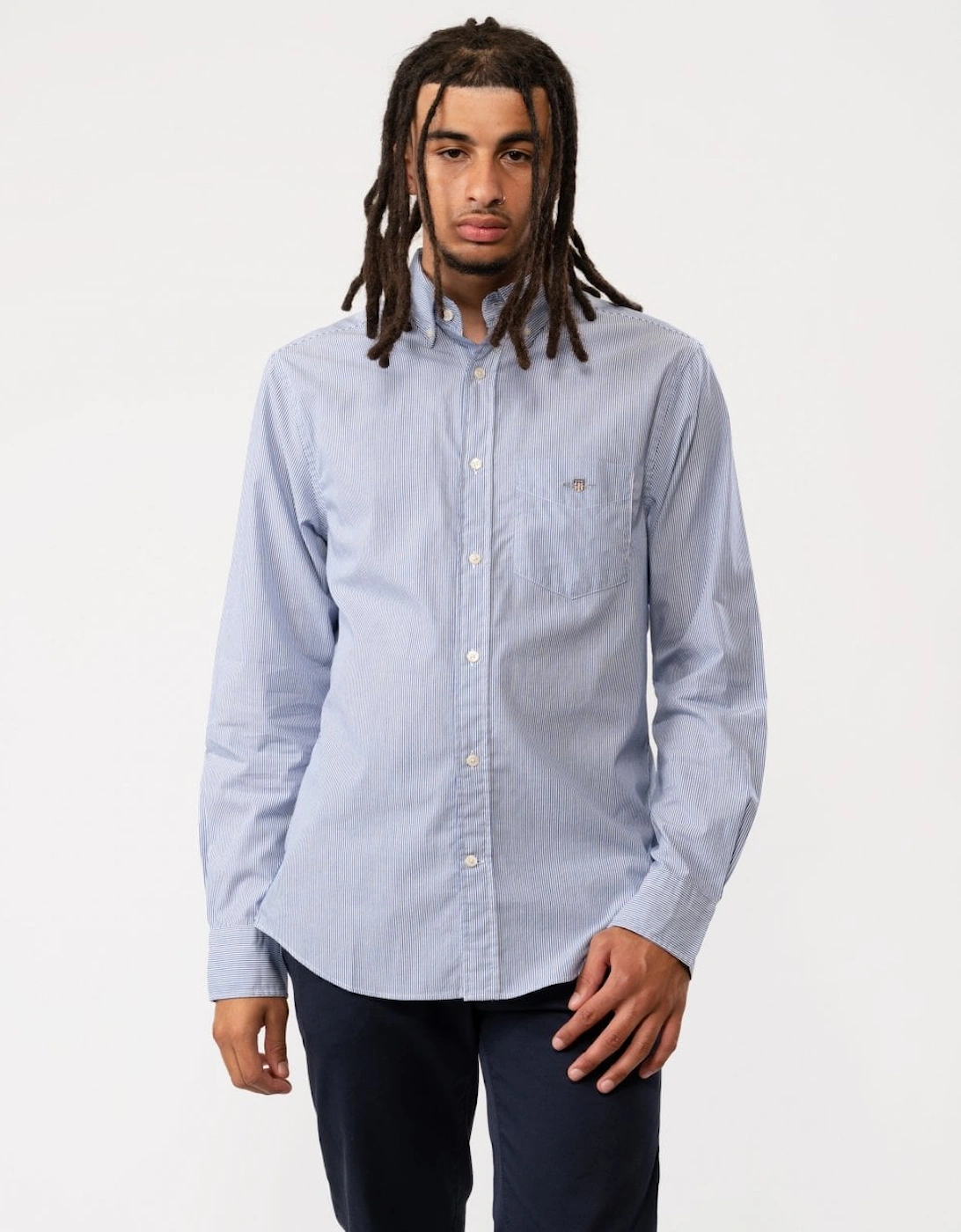 Gant Men's Blue Regular Fit Poplin Shield Banker Shirt - : 42/Regular Xl