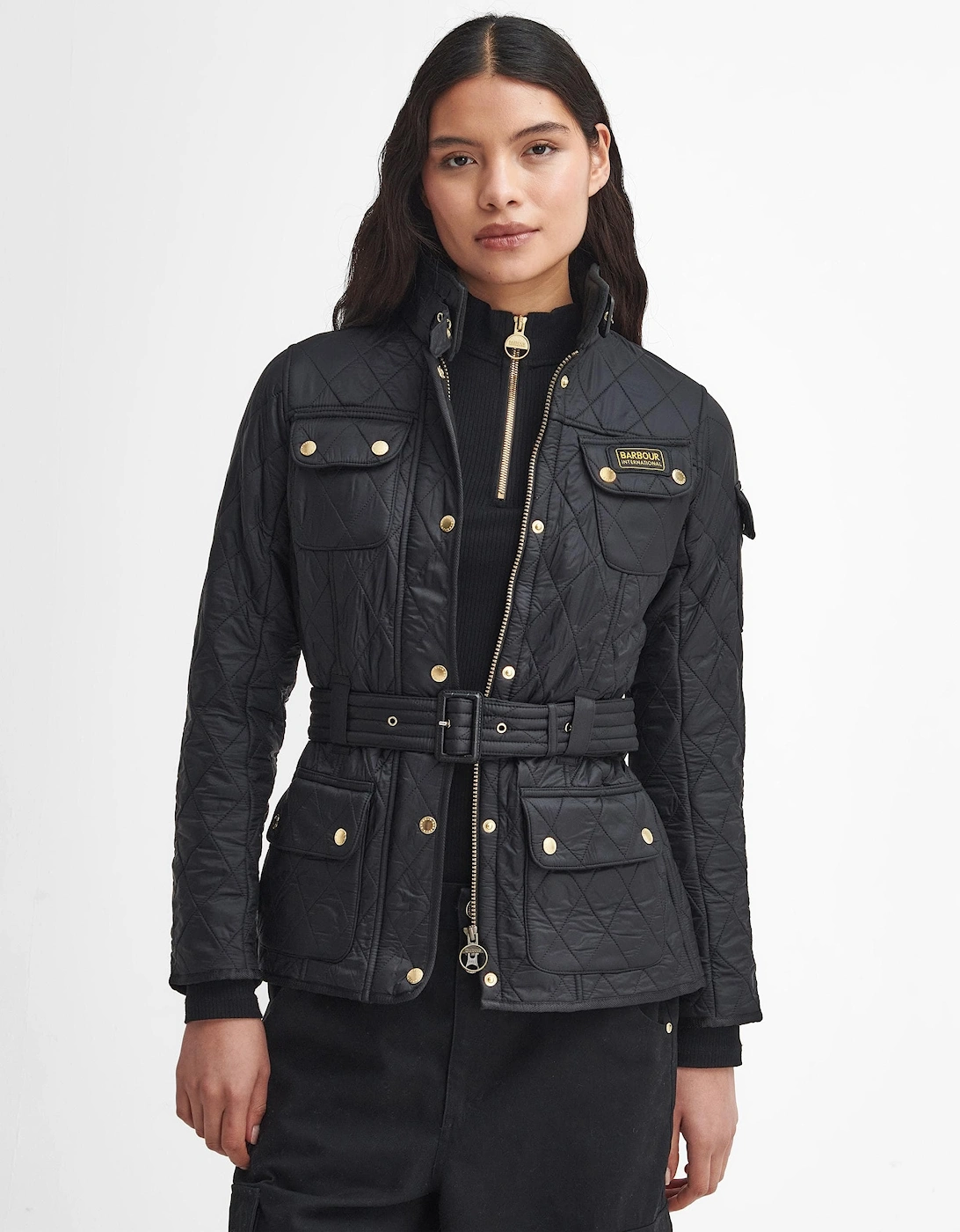 Women's Barbour International Womens Polarquilt Jacket - Black/Black - Size: 16