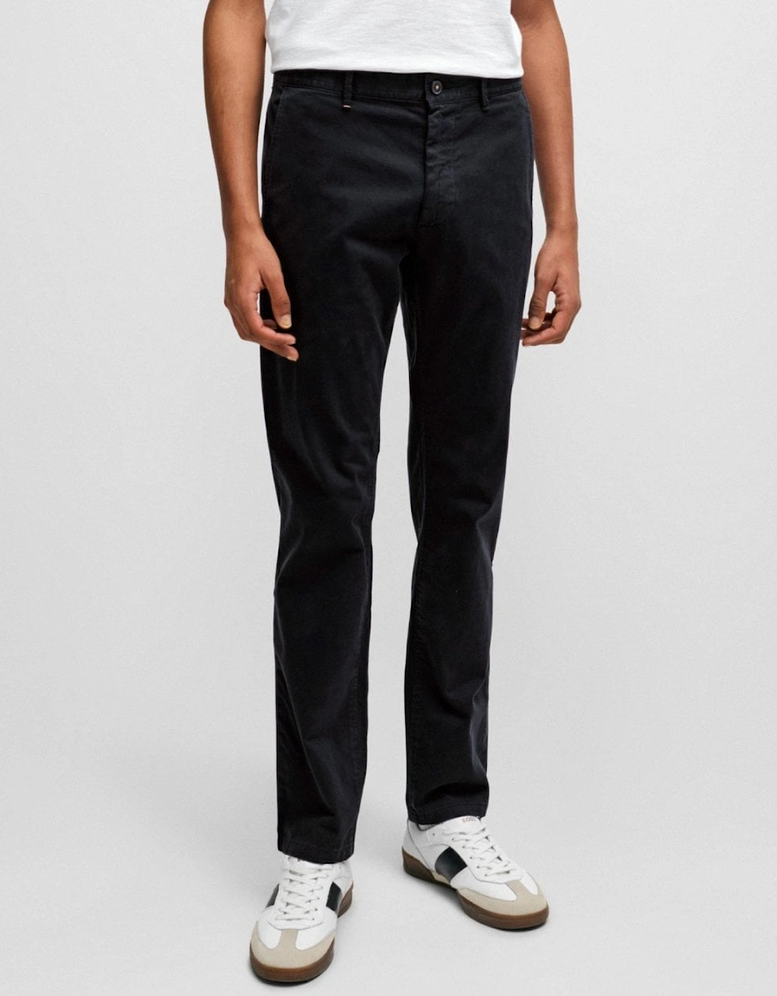 Men's BOSS Orange Mens Slim Fit Chinos in Stretch-Cotton Satin NOS - Black 001 - Size: 34/30