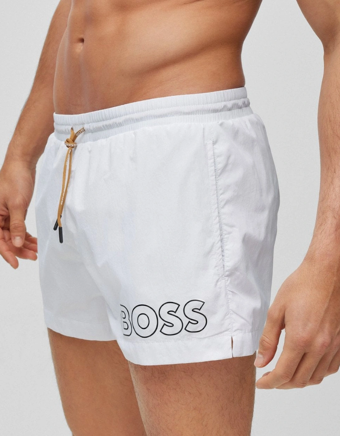 BOSS Orange Mooneye Mens Quick-Drying Swim Shorts with Outline Logo, 4 of 3
