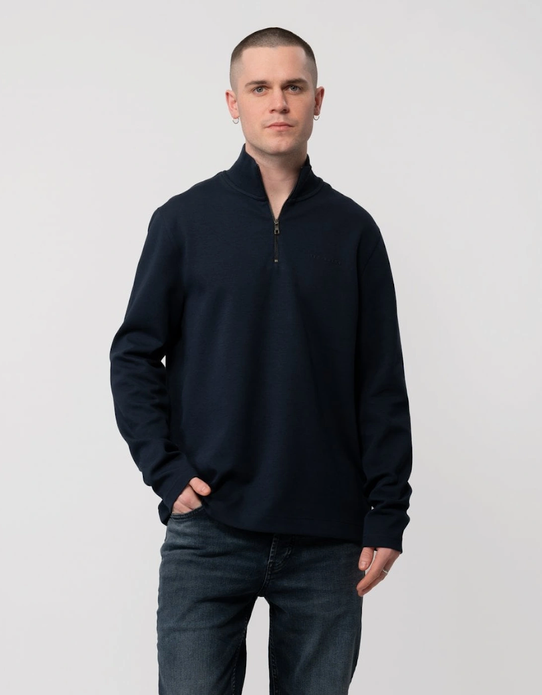 Men's Ted Baker Actos Mens 1/4 Zip Sweatshirt - Navy - Size: 44
