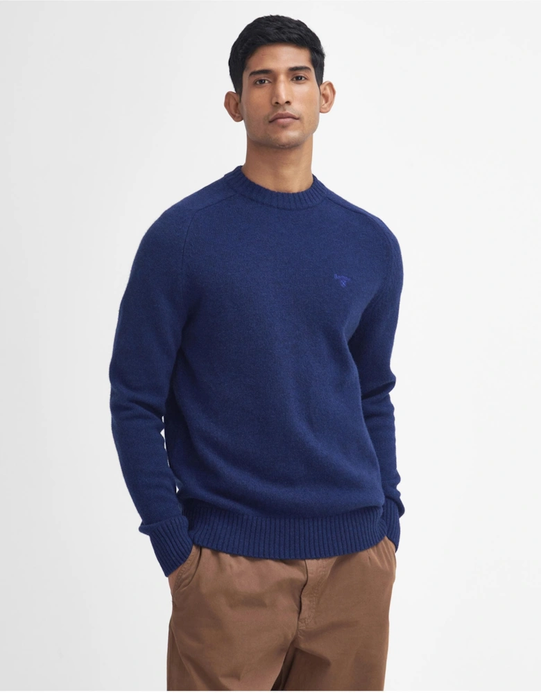Grangetown Mens Crew Neck Knitted Sweater - Inky Blue
