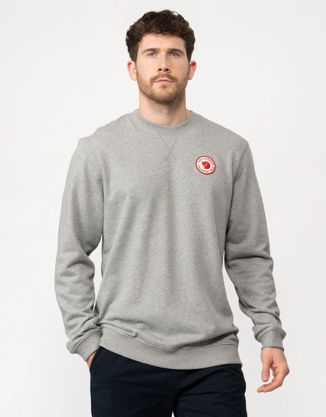 Men's Fjallraven 1960 Logo Badge Mens Sweatshirt - Grey/Melange 020-999 - Size, 44