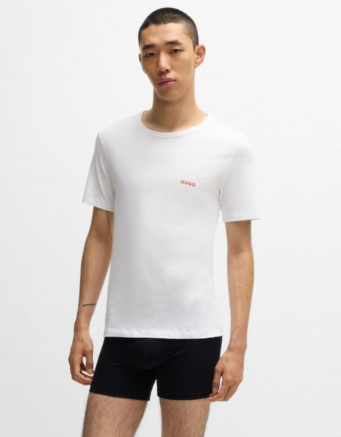 Men's HUGO Mens  Three-Pack of Underwear T-Shirts in Cotton with Logos NOS - White 100 - Size: 38