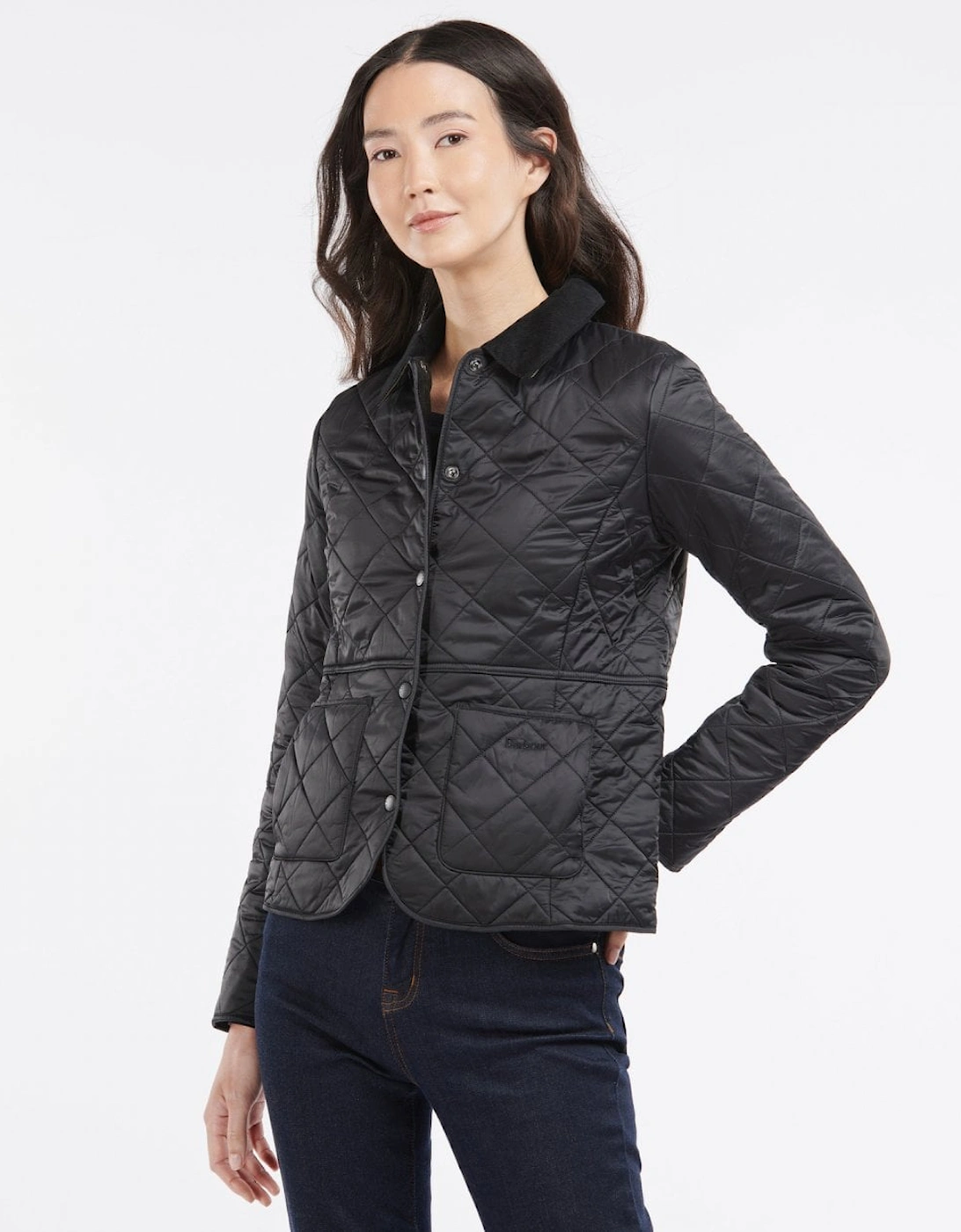 Women's Barbour Deveron Polarquilt Womens Jacket - Black/Black - Size: 18