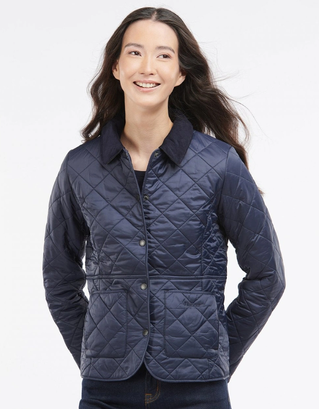 Women's Barbour Deveron Polarquilt Womens Jacket - Navy/Navy - Size: 18