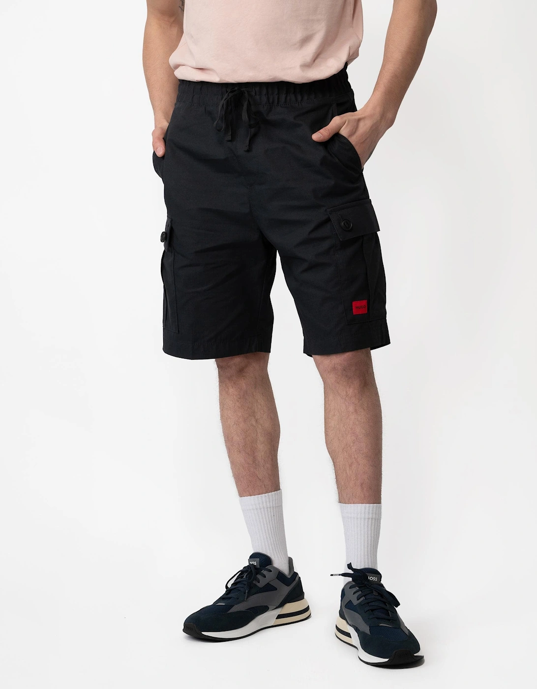 Men's HUGO Garlio242 Mens Cargo Shorts - Black 001 - Size: 32/30/31