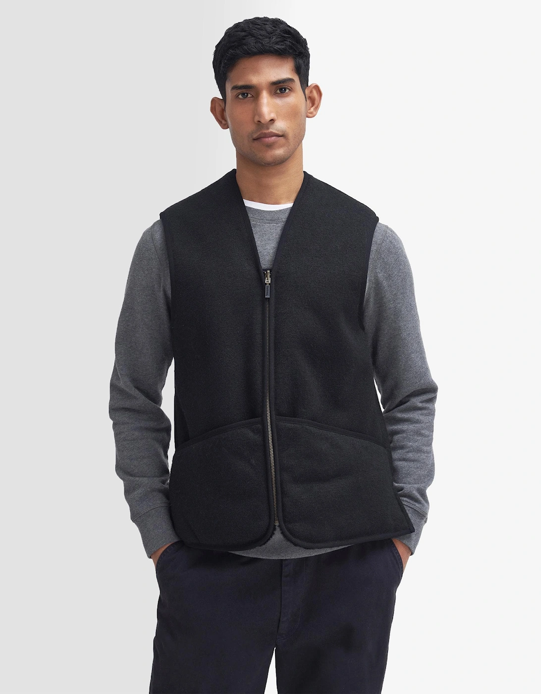 Men's Barbour Warm Pile Waistcoat Zip-In Liner - Black - Size: 36