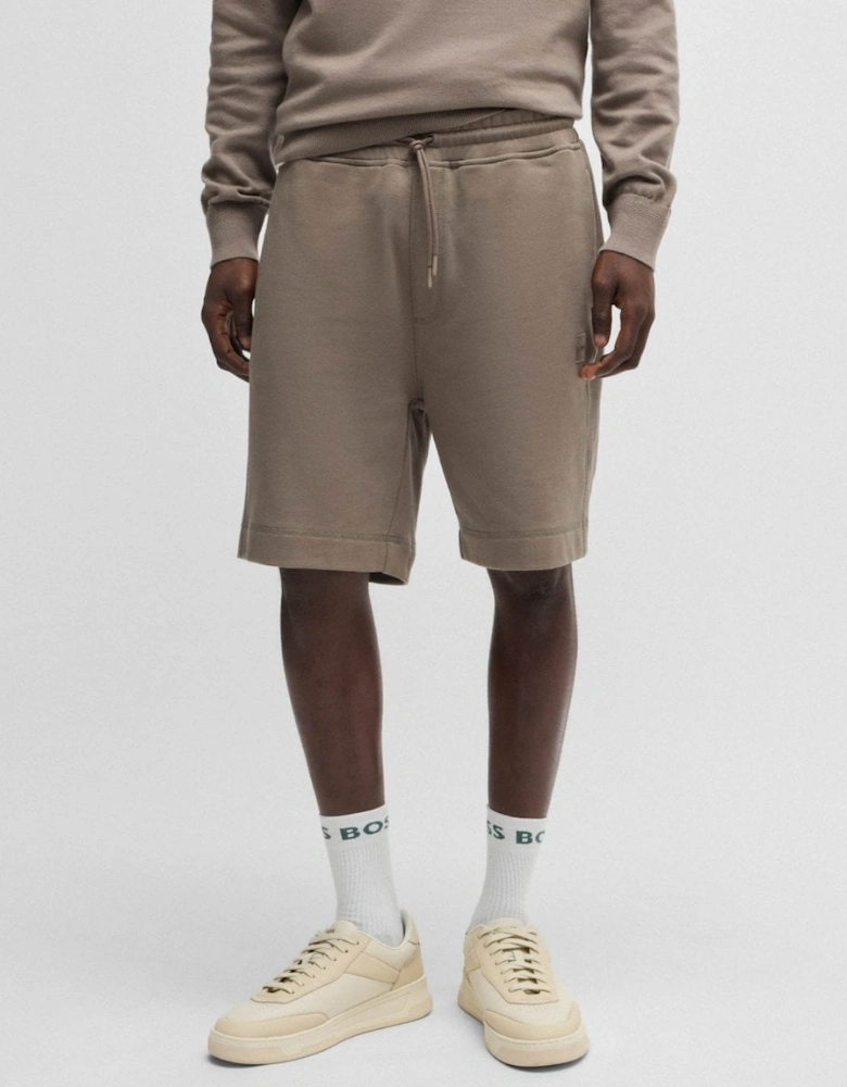 BOSS Orange Sewalk Mens Cotton-Terry Shorts With Logo Badge