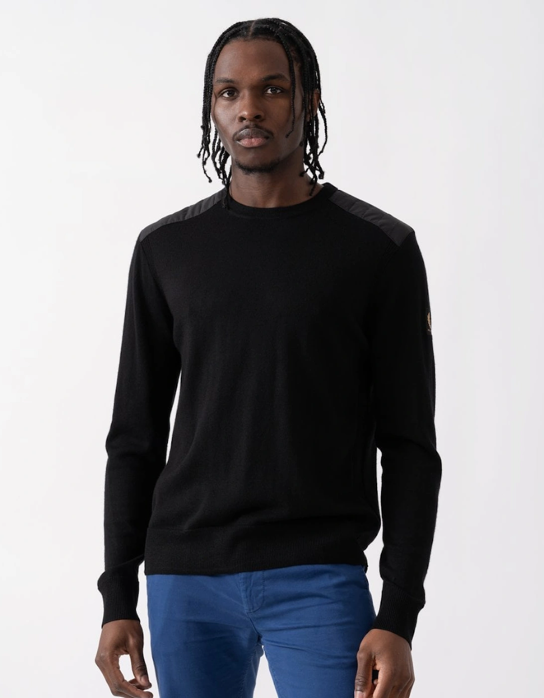 Belstaff Men's Black Kerrigan Merino Wool Crew Neck Jumper  38 M