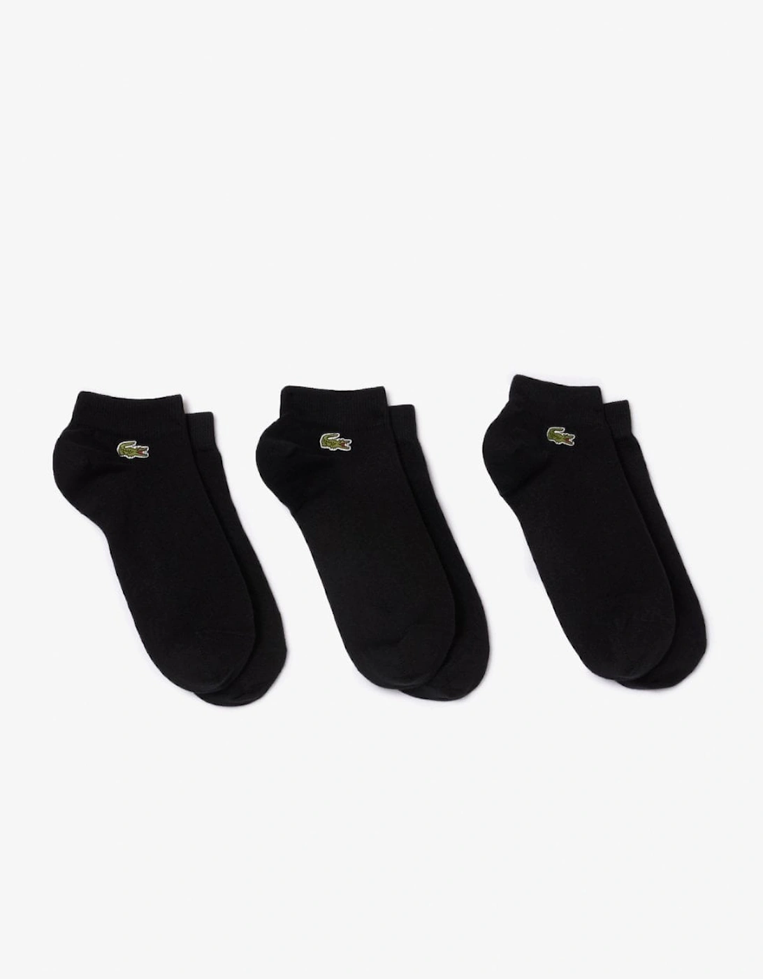 Men's Lacoste Mens 3-Pack Trainers Socks - Black/Black-Black 8VM - Black/Black/Black - Size: 9/9.5/11/10/12/10.5/11.5