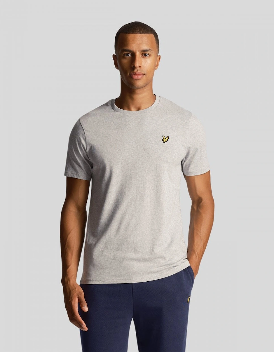 Men's Lyle & Scott Plain Mens T-Shirt TS400VOG - D24 Light Grey Marl - Size: 38/Regular