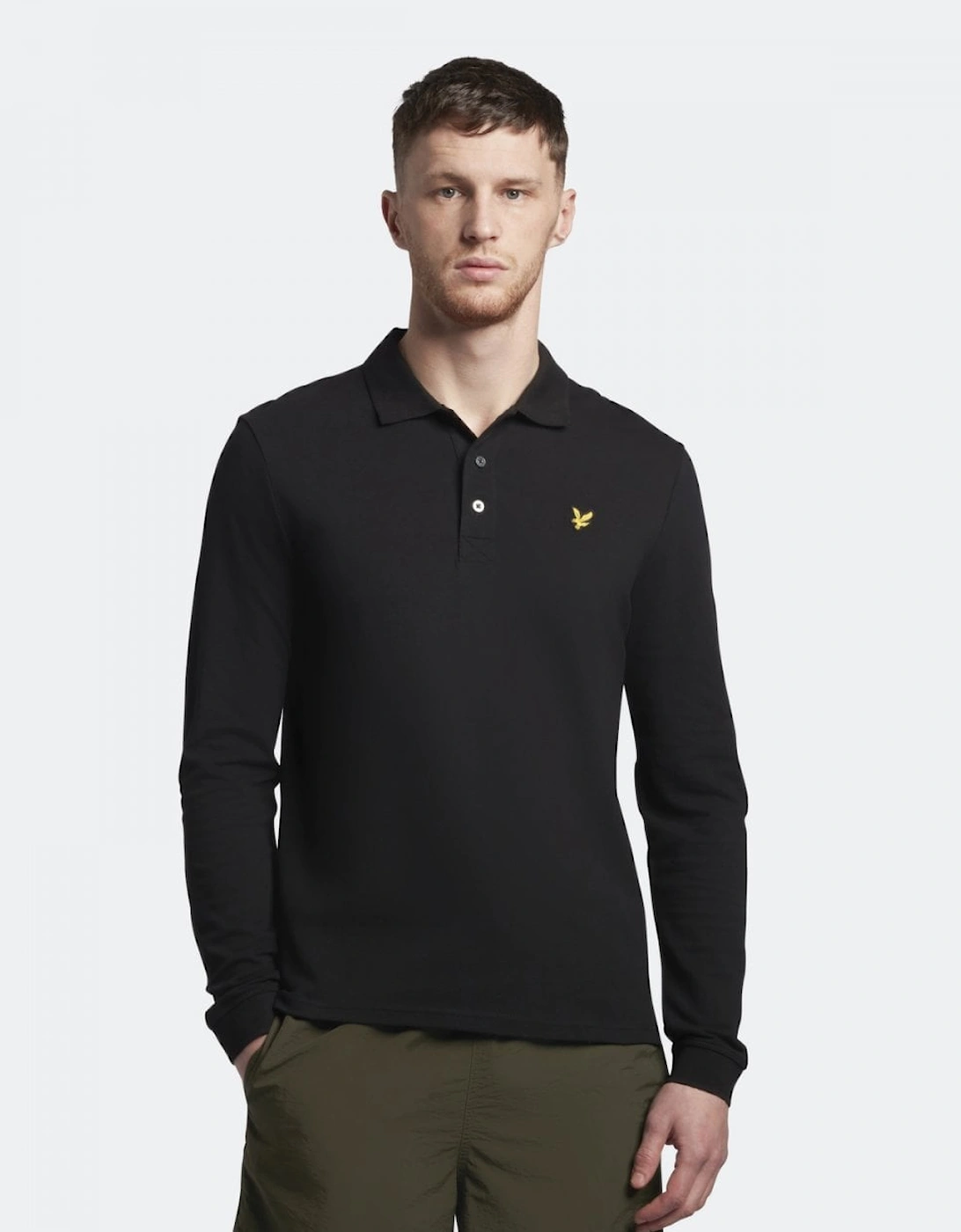 Men's Lyle & Scott Mens Long Sleeve Polo Shirt - Z865 Jet Black - Size: 40