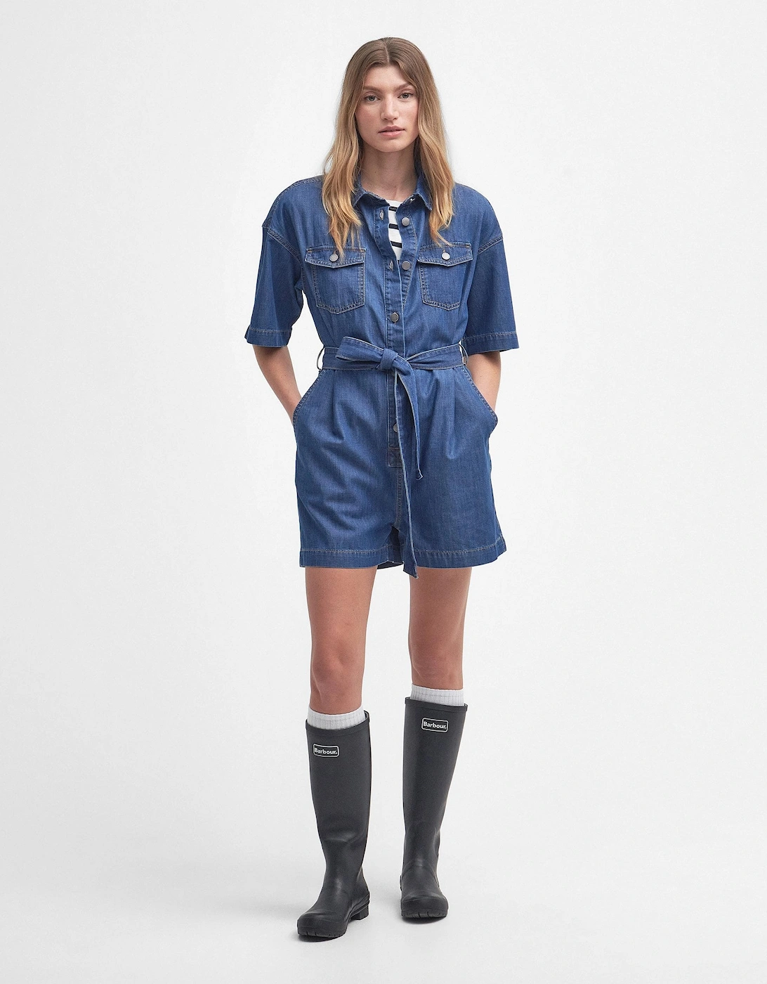 Women's Barbour Evelyn Womens Lightweight Playsuit - Blue - Size: 16