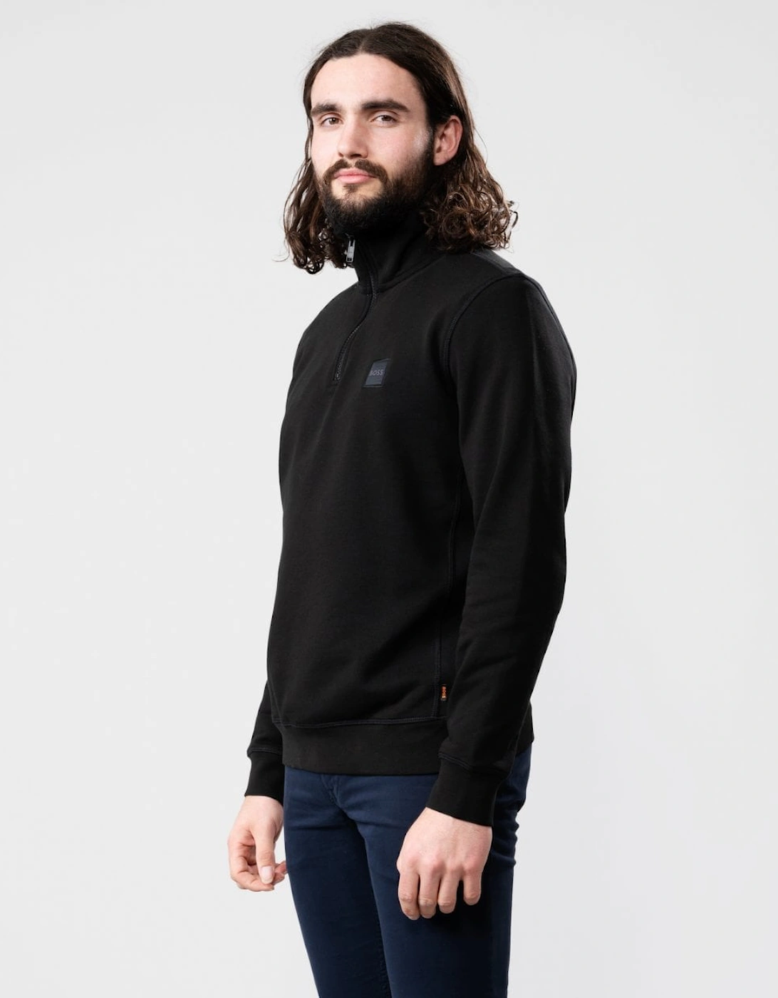 Hugo Boss Men's Black Boss Orange Zetrust 1/4 Zip Sweatshirt - 001  44 Xxl