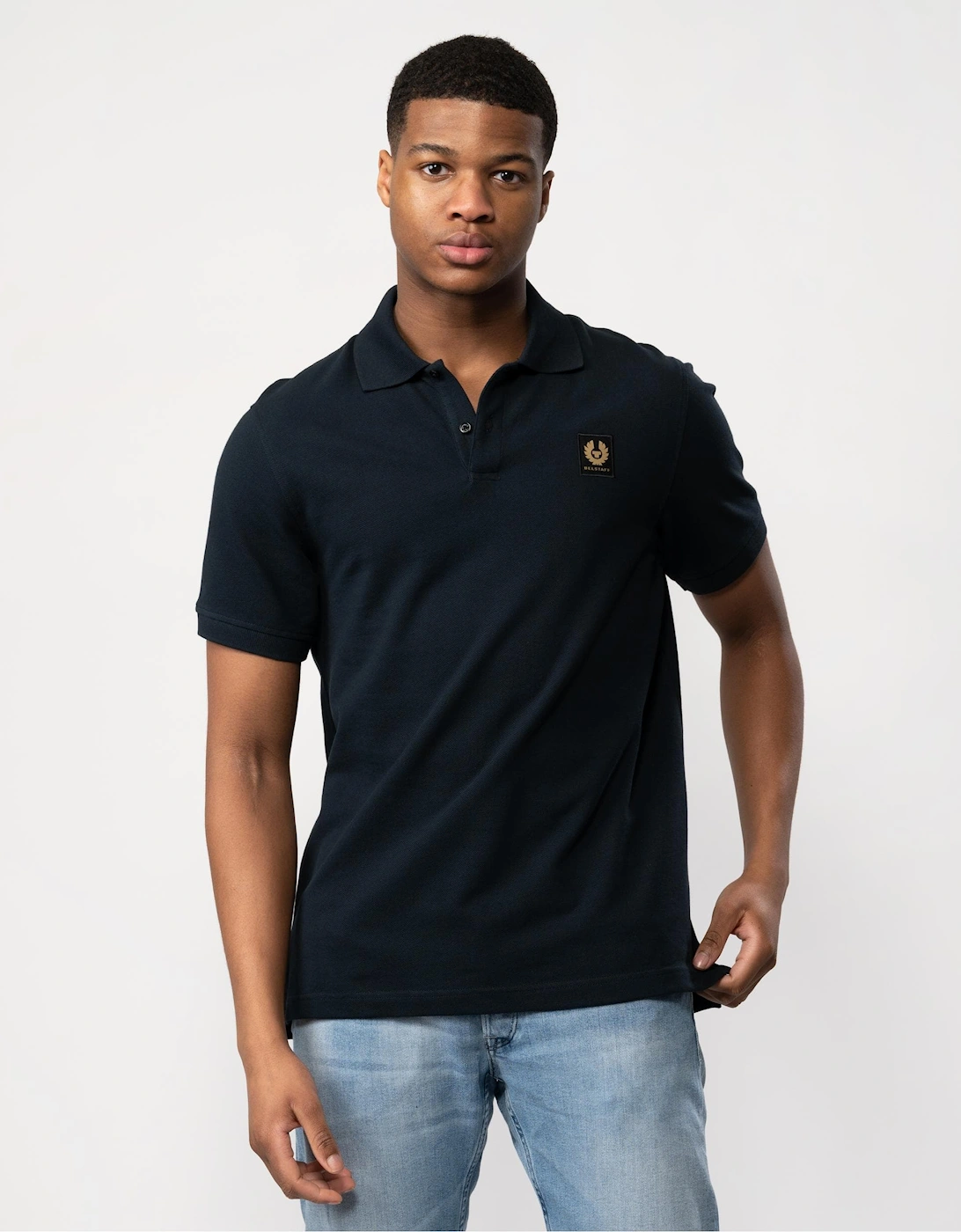 Belstaff Men's Navy Short Sleeved Polo - : 42/Regular Xl