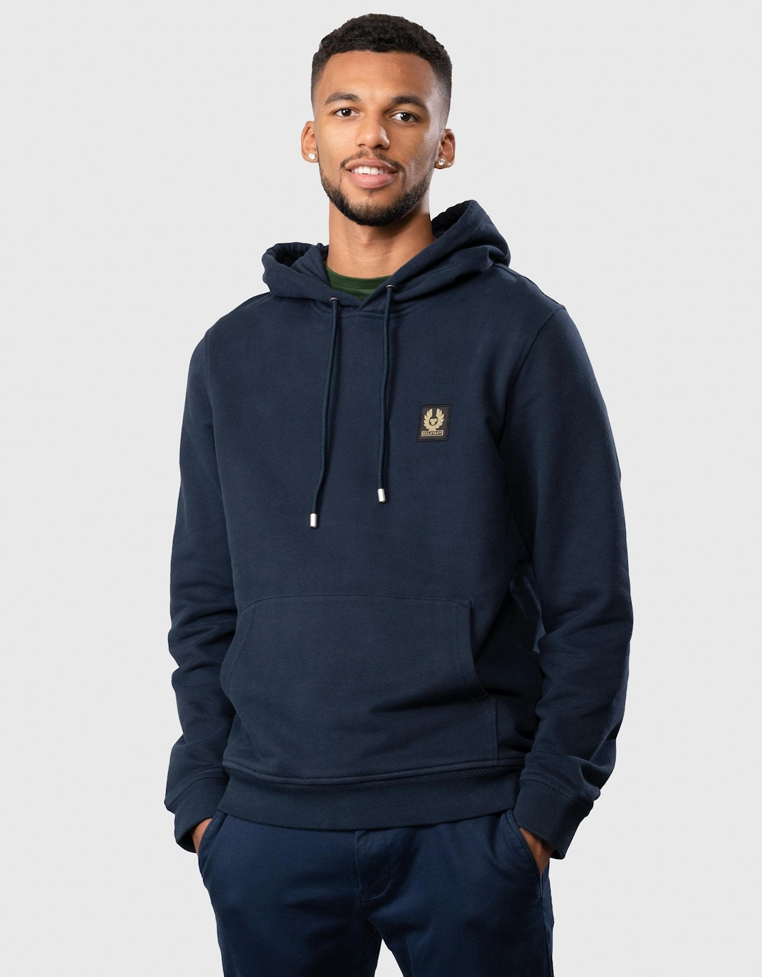 Belstaff Men's Navy Pullover Logo Patch Hoodie - Dark Ink  36 S