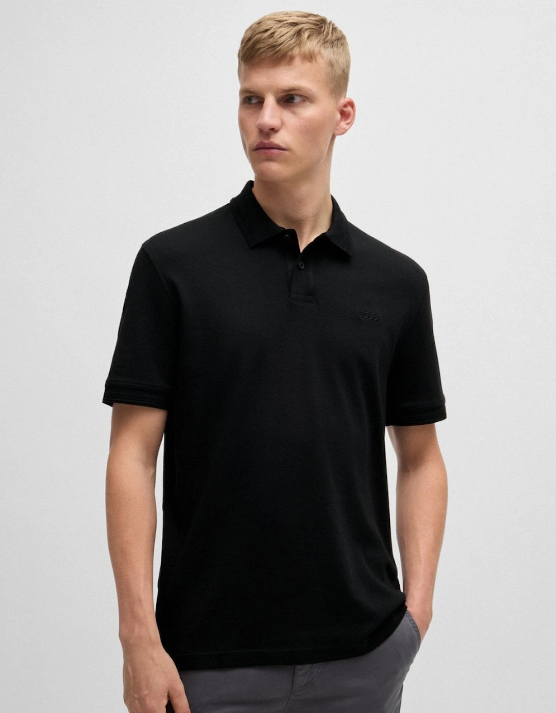 Men's BOSS Orange Pe Interlock Mens Polo Shirt with Logo Print - Black 001 - Size: 42